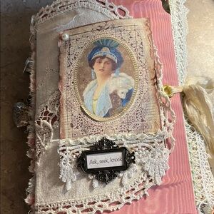 Vintage-Inspired Pink and Cream Lace Journal